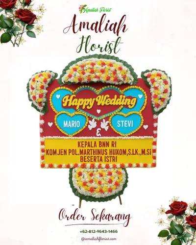 Karangan Papan Bunga Pernikahan di Kesambi